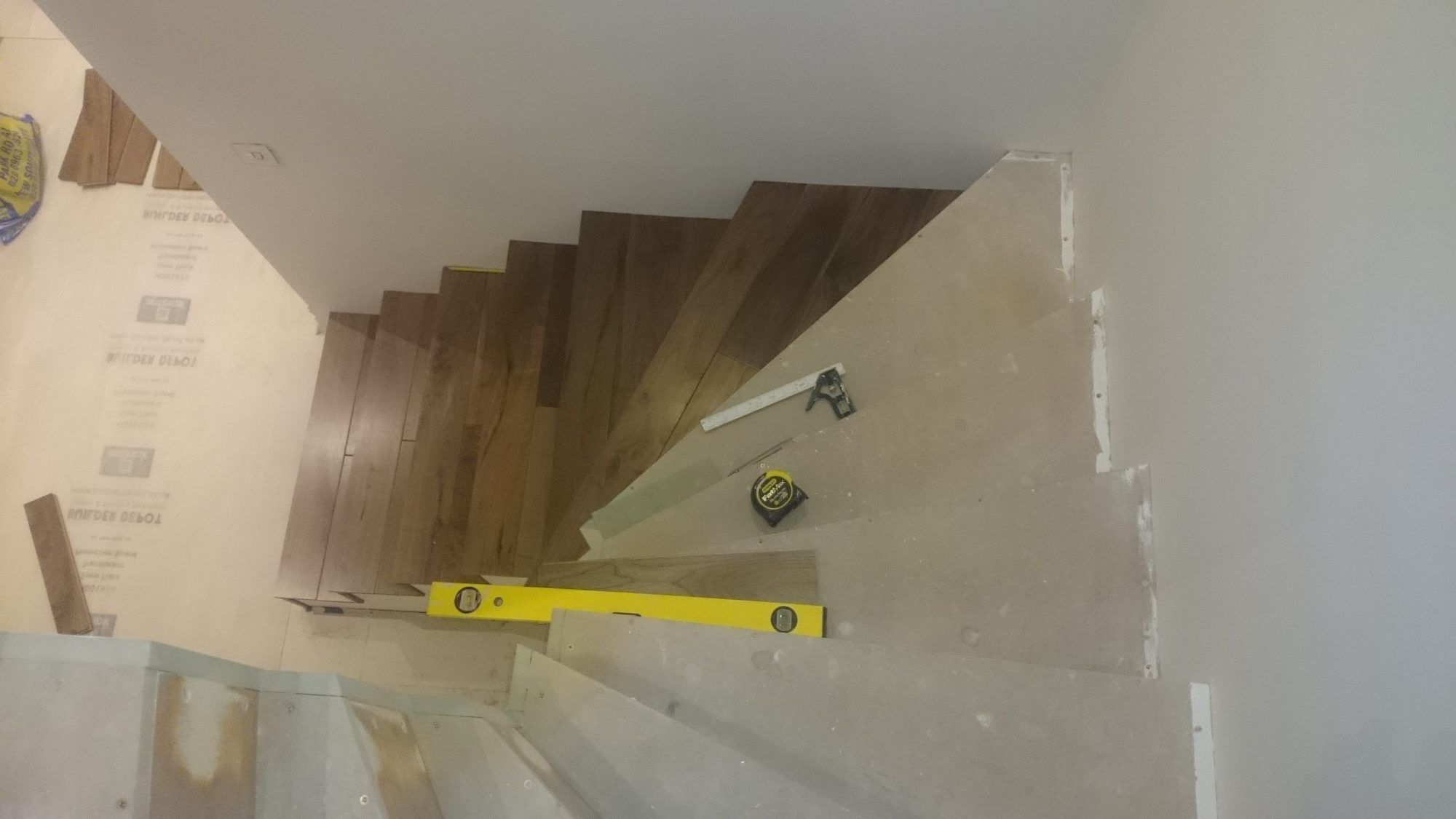 Cladding a winder staircase in walnut